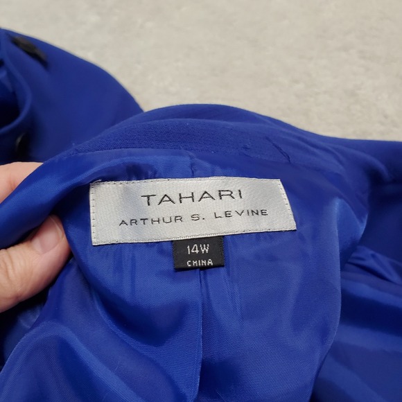 Tahari ASL Royal Blue 3/4 Sleeve Long Blazer Jacket Plus Size 14W Office Classic - Picture 10 of 10